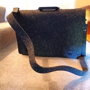Vintage 1980's Black Rubber and Cork Messenger Bag / Briefcase